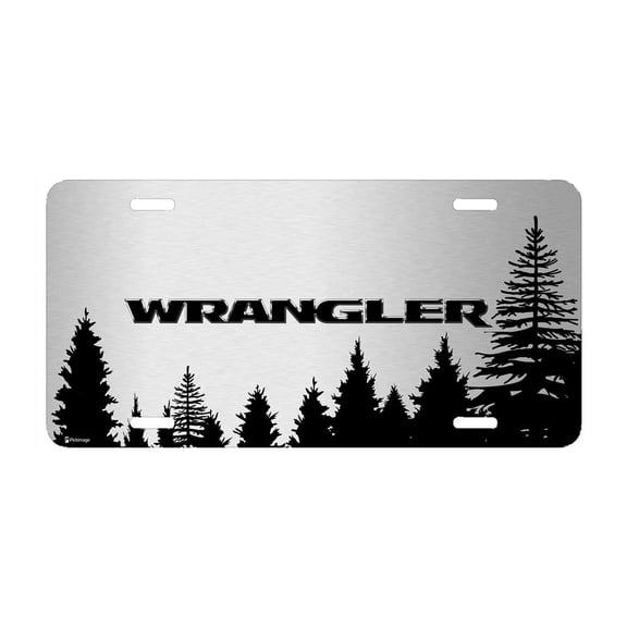 Jeep Wrangler Forrest Sillhouette Graphic Brush Special Aluminum Metal License Plate