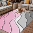 thumbnail image 4 of 5' x 7' Outdoor Rug, Pink Grey Ombre Outdoor Washable Rug Large Floor Carpet, Modern Geometric Abstract Aesthetics Cream Non Shedding Area Rug for Outside Patio RV Porch Deck Balcony Camping, 4 of 9