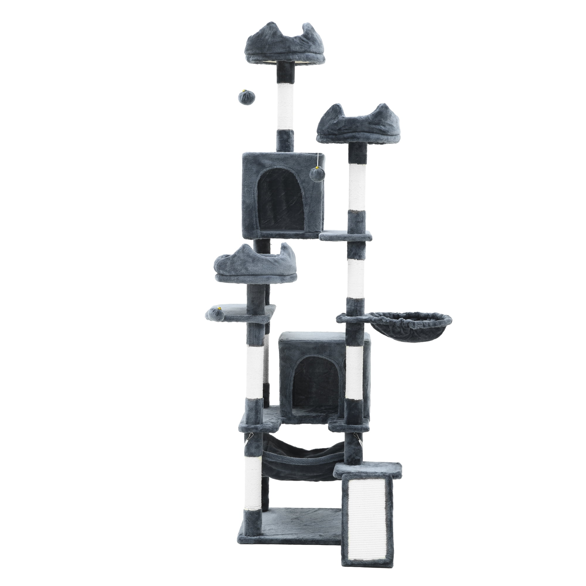 Uforic Large Cat Tree, Multi-Level Tower Condos with Scratch Posts, Cozy Basket Hammocks, Top Perches, Sisal Ramp, Pet Play House, 75in