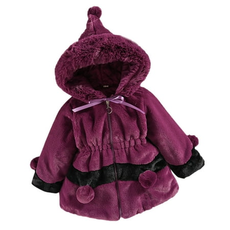 

Kids Baby Casual Jacket Coat Kids Toddler Baby Girls Winter Warm Thick Patchwork Bow Tie Long Sleeve Hooded Clothes Coat Jacket