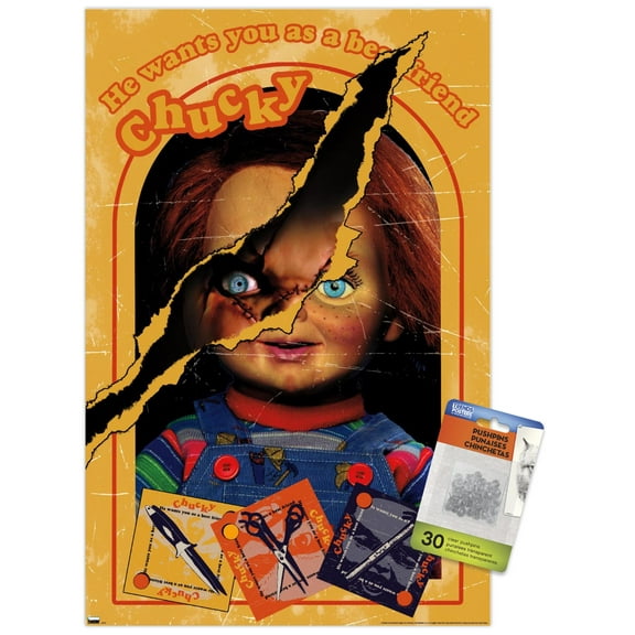 Chucky: Let's Be Friends - Box Wall Poster with Push Pins, 14.725" x 22.375"