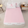 thumbnail image 4 of Manfei Pink Floral Zipper Twin Comforter Sets with Fitted Sheet and 2 Pillowcases,Girls Personalized Letter A Zipper Bedding Set,Pink Reversible4pcs, 4 of 8