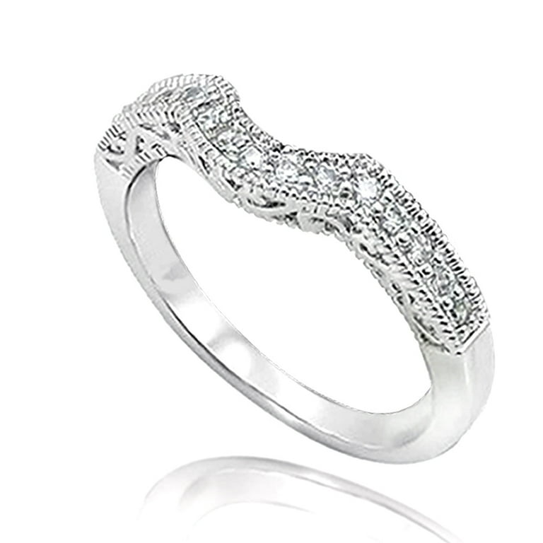 MABELLA Jewelry Round Cubic Zirconia 925 Sterling Silver Wedding