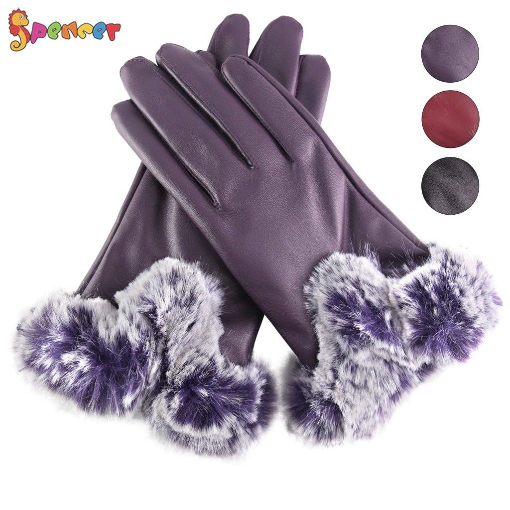 ISHISBEB Leather Gloves for Women Winter Warm Gloves Touch Screen Warm Wool Lined Texting Driving Gloves 