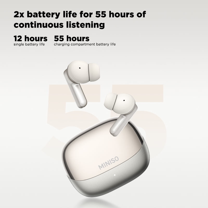 MINISO MS106 Wireless Bluetooth 6.0 In-Ear Earbuds, AI Translator, Noise-Cancelling Headphones, 130+ Languages, 28H,Black