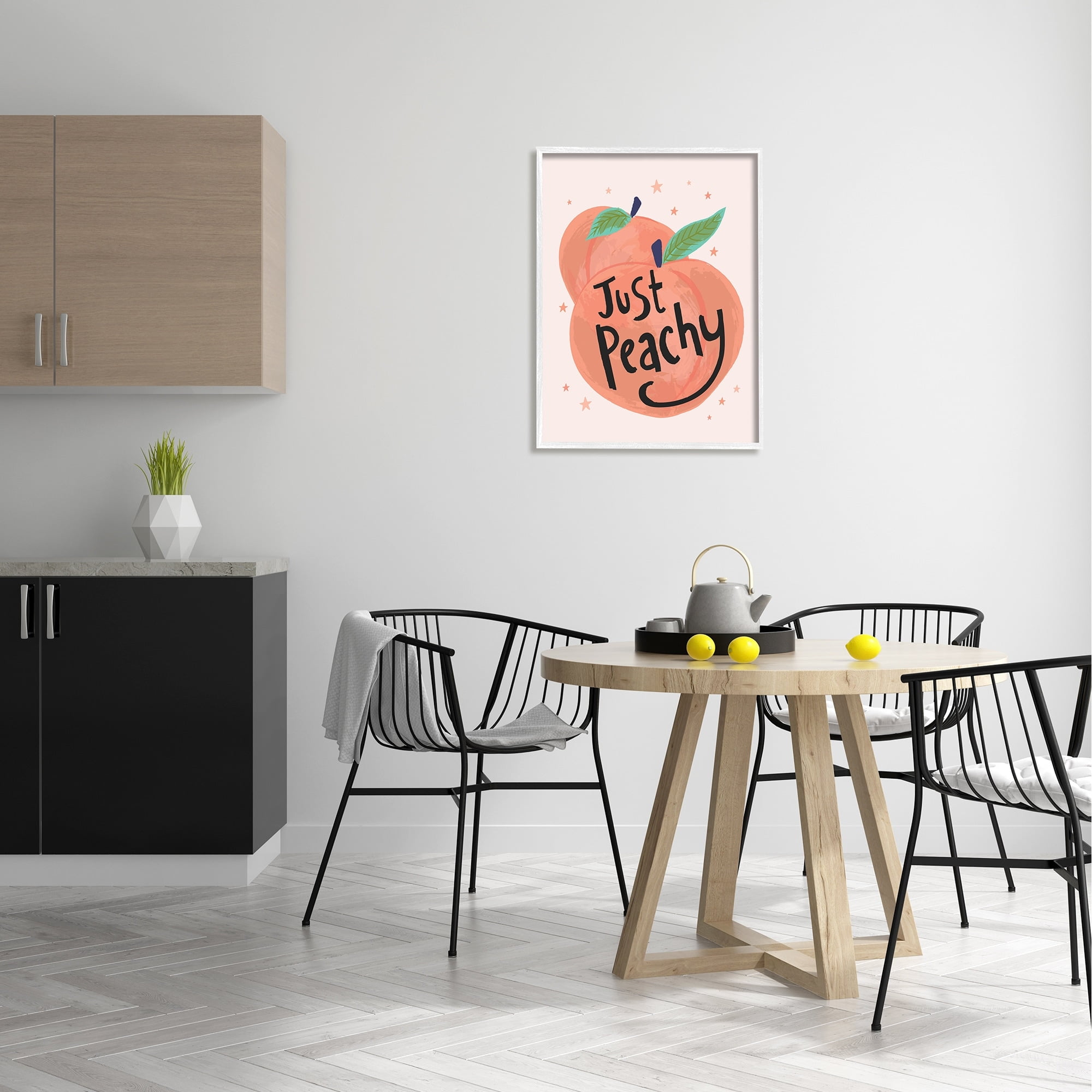 Stupell Industries Just Peachy Ripe Fruit Illustration Sparkling Stars Background,24 x 30, Design by Lisa Perry Whitebutton