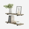 thumbnail image 4 of Rustic Floating Wall Shelves, Premium Solid Natural Wood with Industrial Pipe Brackets, Set of 2, Made in USA (Grey, 42Wx6D), 4 of 9