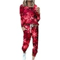 thumbnail image 2 of Feancey Tracksuit Sets Women's 2 Piece Christmas Outfits Fashion Snowflake Print Lounge Jogger Set Fall Casual Crewneck Pullover and Drawstring Pants Sweatsuit Sets Sales Today Clearance Red S, 2 of 5