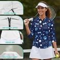 thumbnail image 5 of Garronmavis Blue Dog Paw Women's Golf Shirt and Sun Visor Hat Set 4-Way Stretch Women Workout Tops Breathable Fabric for Camping Fishing Music Festival Machine Washable Quick Dry, 5 of 7