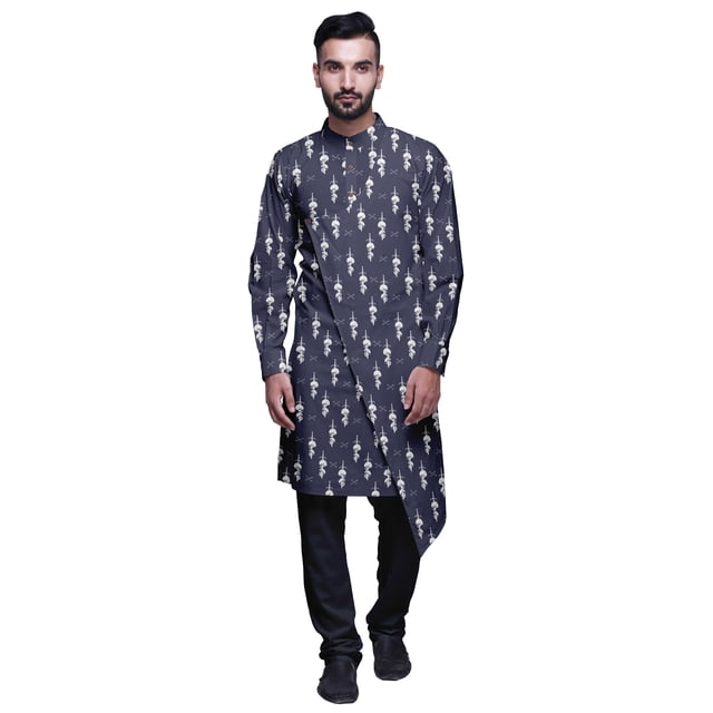 Atasi Ensemble Kurta-Pyjama Long en Coton pour Hommes, Kurta-Pyjama Décontracté de Designer, Vêtements