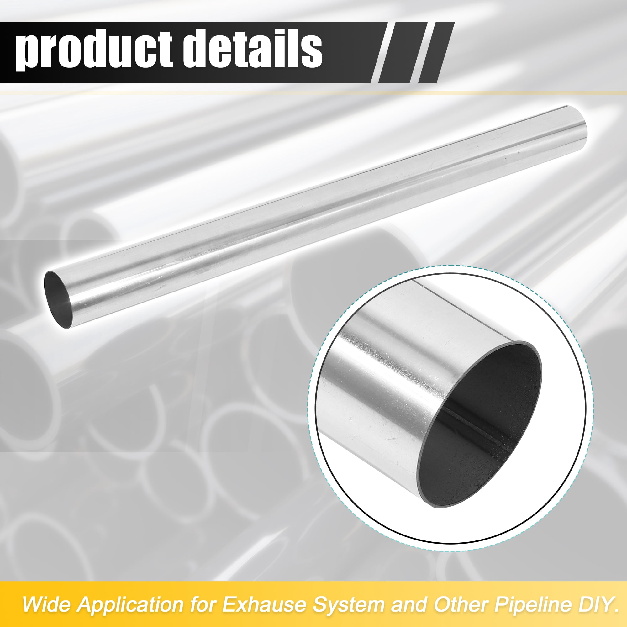 Unique Bargains Straight DIY Custom Mandrel Exhaust Pipe Tube Pipe T304 Stainless Steel Universal 2.5"OD-Straight-30"