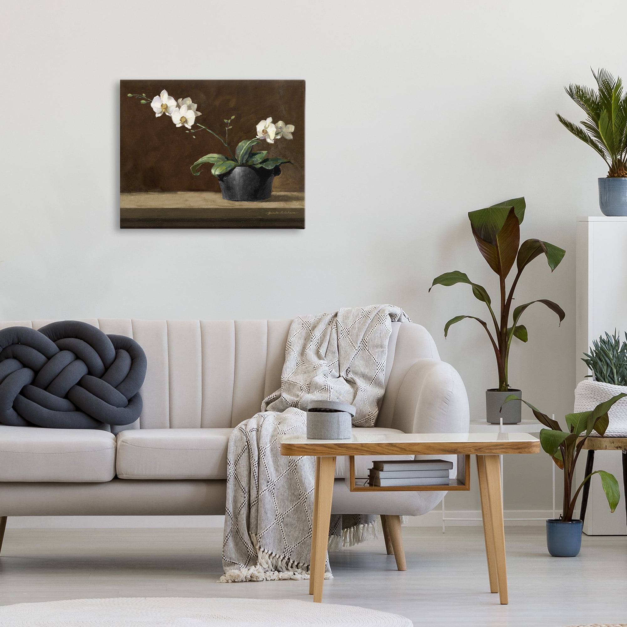 Stupell Industries Potted White Orchid on Ledge Canvas Wall Art, design by Yumiko Ichikawa