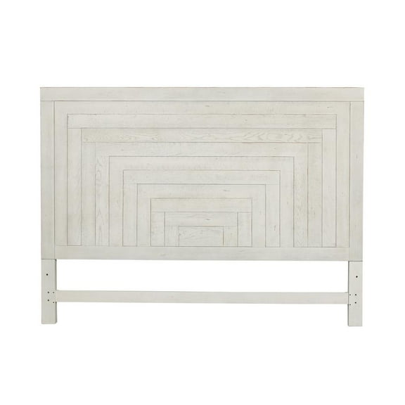 Liberty Furniture Industies, INC Modern Farmhouse Queen Panel Headboard in Flea Market White w/ Heavy Distressing