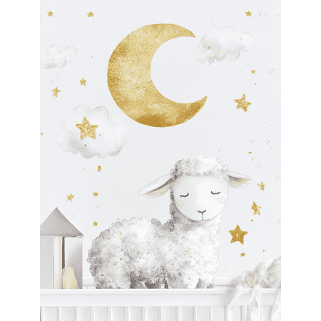 Golden Moon Sheep Canvas Wall Art， Perfect for Nursery， Bedroom， Living Room， Kids Room， and Playroom Decor