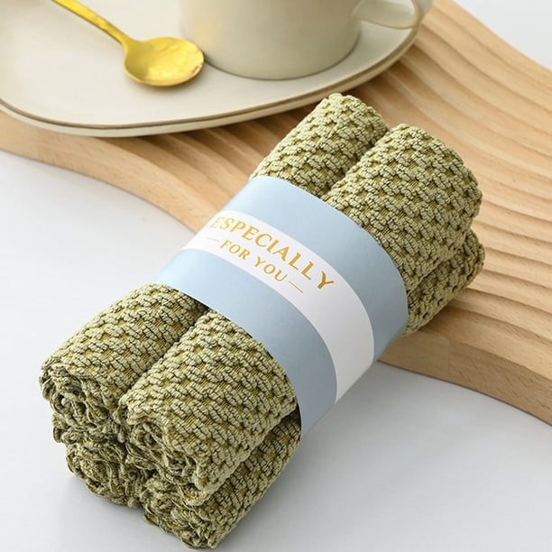 Paño de limpieza de cocina multifuncional con 4 piezas de paño de limpieza de fibra ultrafina para lavavajillas y limpieza