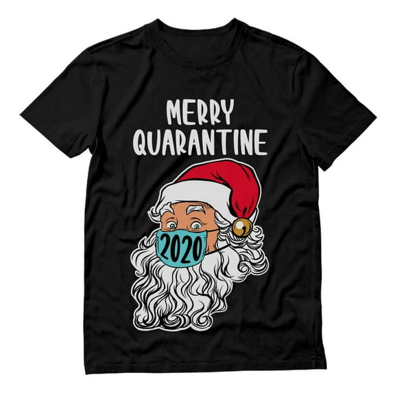 Tstars Mens Merry Quarantine 2020 Santa Claus Face Mask Ugly Christmas Graphic T Shirt