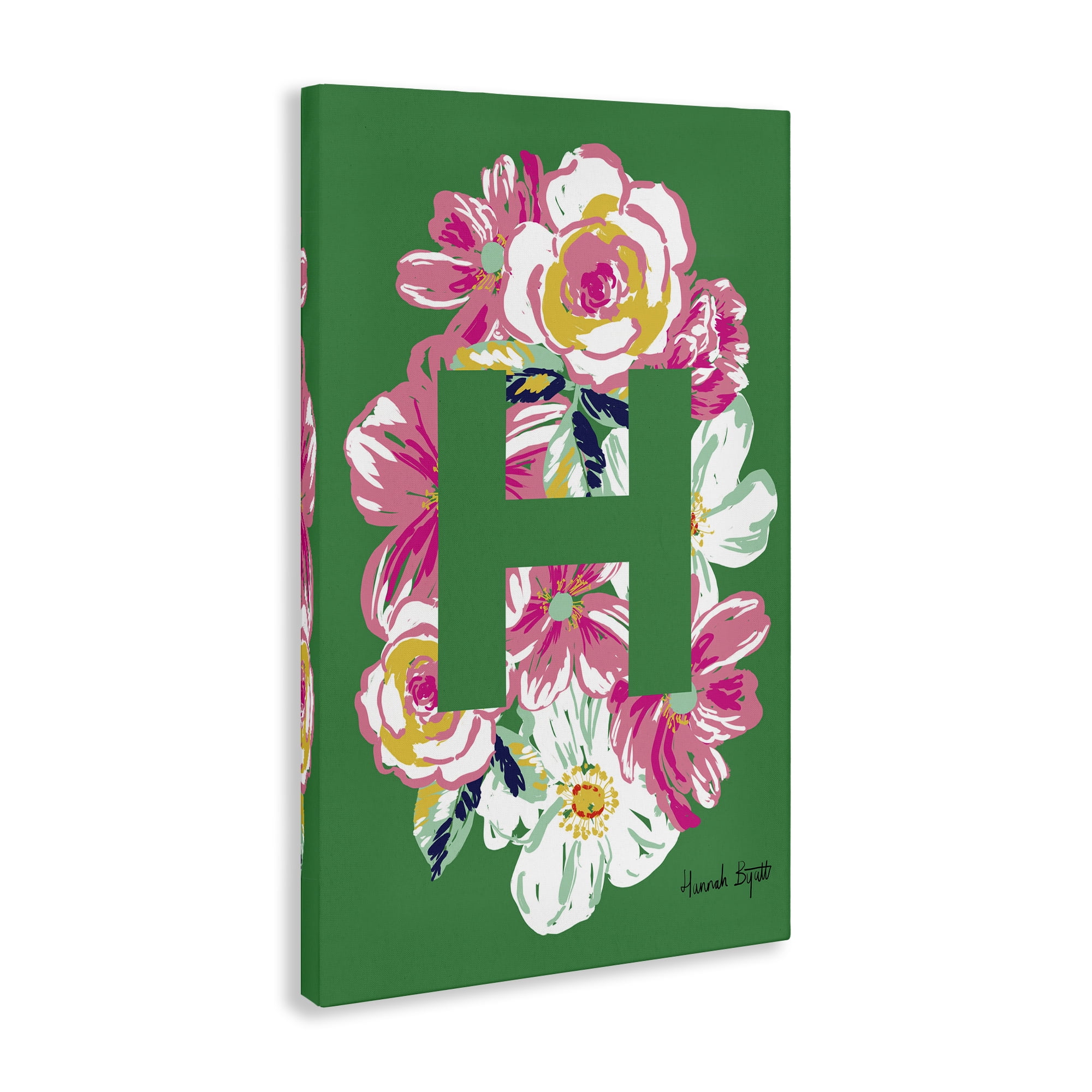 Stupell Industries Floral Bloom Letter H Botanical & Floral Painting Gallery Wrapped Canvas Art Print Wall Art, 20 x 30