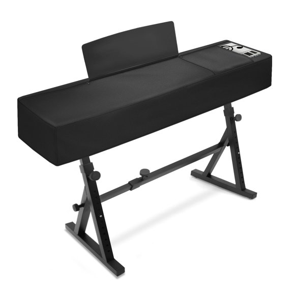 Explore Land 88 Keys Digital Piano Dust Cover with Music Stand Opening and Pockets - Waterproof Leatherette Electronic Keyboard Cover Fits