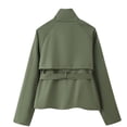 thumbnail image 3 of Women's Cape Poncho, Solid Color Stand Collar with Button & Belt Detail, Fashion-Forward Statement Piece for Fall & Holiday Events.GreenS, 3 of 4