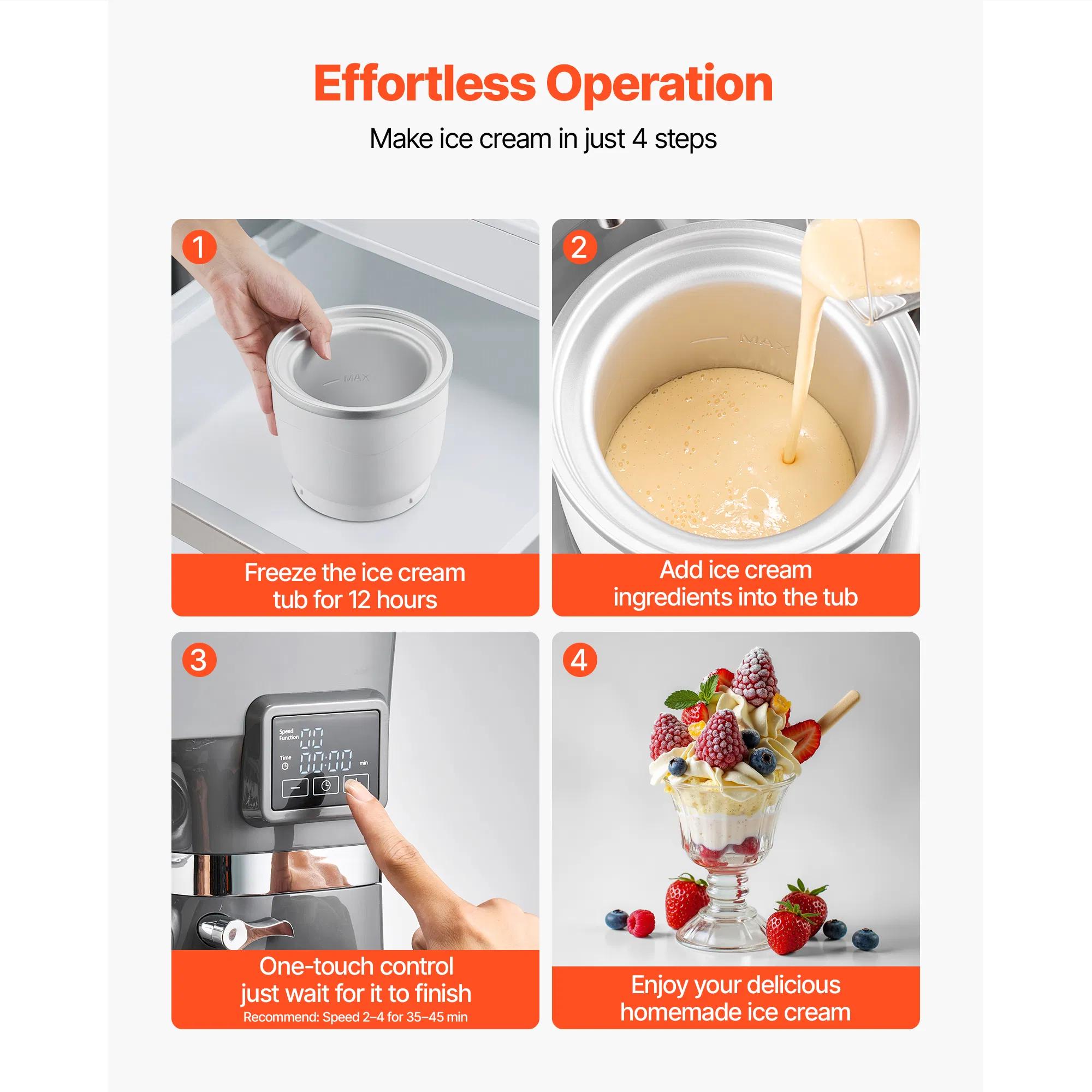 1.8 Qt Ice Cream Maker with 6-Speed Electric Stand Mixer LED Display Timer Mixing Paddle Dough Hook for Homemade Frozen Desserts Grey