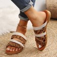 thumbnail image 4 of Anuirheih Women's Strappy Slide Sandals Open Toe Flat Sandals Slip On Toe Ring Slide Casual Summer Beach Sandals(Gold), 4 of 9