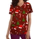 thumbnail image 2 of Pntutb Moda para mujer Camisetas de manga corta con cuello en V Uniforme de trabajo Estampado de Navidad con tops de blusa de bolsillo Pntutb Pntutb-5669, 2 of 5