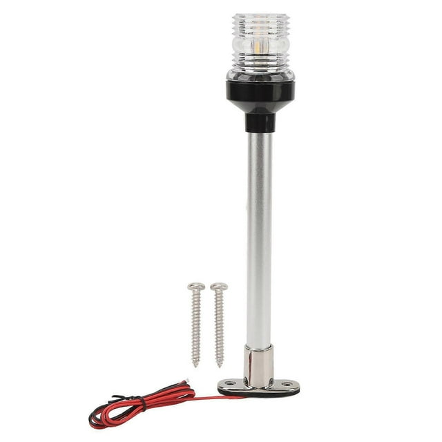 12in Boat Stern Light 316 Stainless Steel Base 360 Degree LED All Around Anchor Navigation Light for Marine Yacht Warm White
