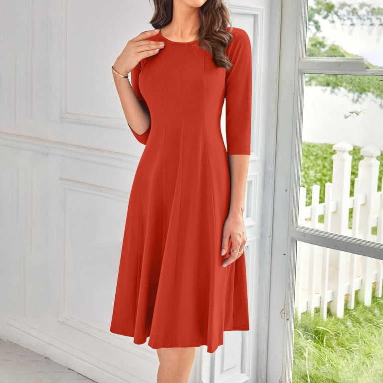 LISTHA Women's A-Line Swing Midi Dress 3/4 Sleeve Casual Formal Saffron L - Walmart.com LISTHA Women's A-Line Swing Midi Dress 3/4 Sleeve Casual Formal Saffron L - Walmart.com