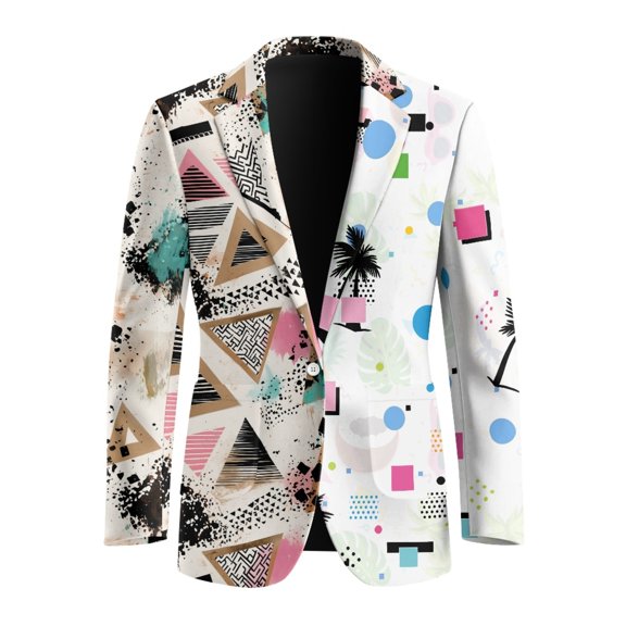 Psesaysky One Button Suit Jacket for Business Office, Polyester Lightweight Suit Separates Coat with Single Breasted