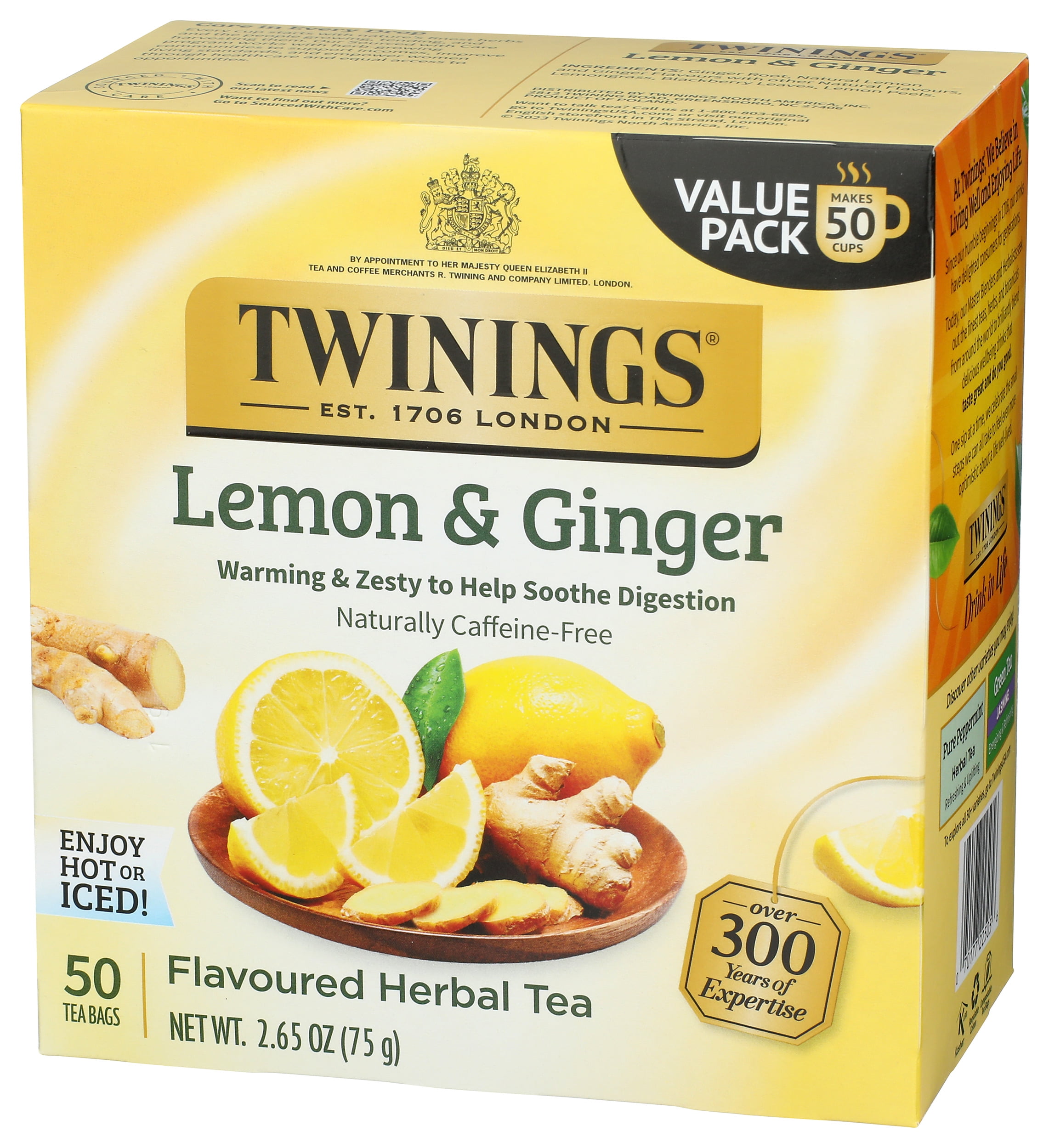 Pack of 6, Twinings of London Lemon & Ginger Herbal Tea, 2.6 oz