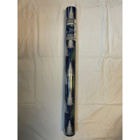 HALLMARK 380 SQ. FT. HEAVY-WEIGHT TWO-SIDED GIFT WRAP, BLUE TREES 748