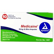 Medicaine Sting and Bite Relief 0.6 mL Ampule Topical Swab 20% - 1% Strength , 10 Ct