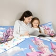 thumbnail image 5 of Homewish Pink Purple Flower Queen Comforter Set,Fairy Tale Castle Bedding Sets,Chic Butterfly Bedding Comforter Set For Girls Teens,Microfiber Bedroom Decor Reversible,3-Piece, 5 of 8