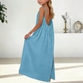 thumbnail image 5 of TBWNWG Girls Summer Sleeveless Spaghetti Strap Sun Dress with Flowy Skirt and Pockets for Casual Play Outfits,Sizes 13-14 Years, 5 of 6