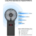thumbnail image 2 of Personal Mini Handheld Fan Portable Battery Operated Neck Fan 4000mAh Rechargeable 15hrs Duration Quiet 4 Speeds Strong Wind Foldable Header with Adjustable & Detachable Lanyard, 2 of 7