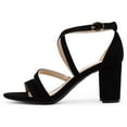 thumbnail image 2 of BURUDANI Women's Ankle Strap Dress Pump Low Chunky Heel Sandals BLACK/SUEDE Size 7.5, 2 of 4