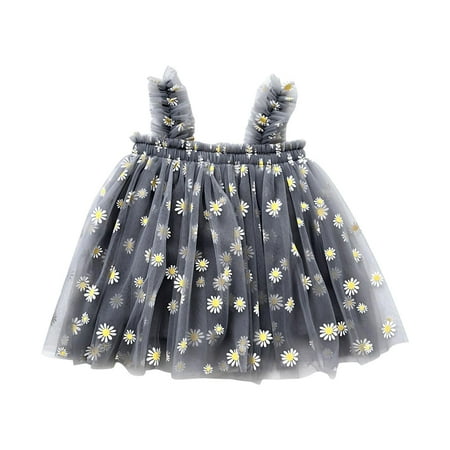 

TQWQT Baby Girls Layered Fly Sleeve Daisy Tutu Dress Casual Party Tulle Tunic Dresses 2-3 Years