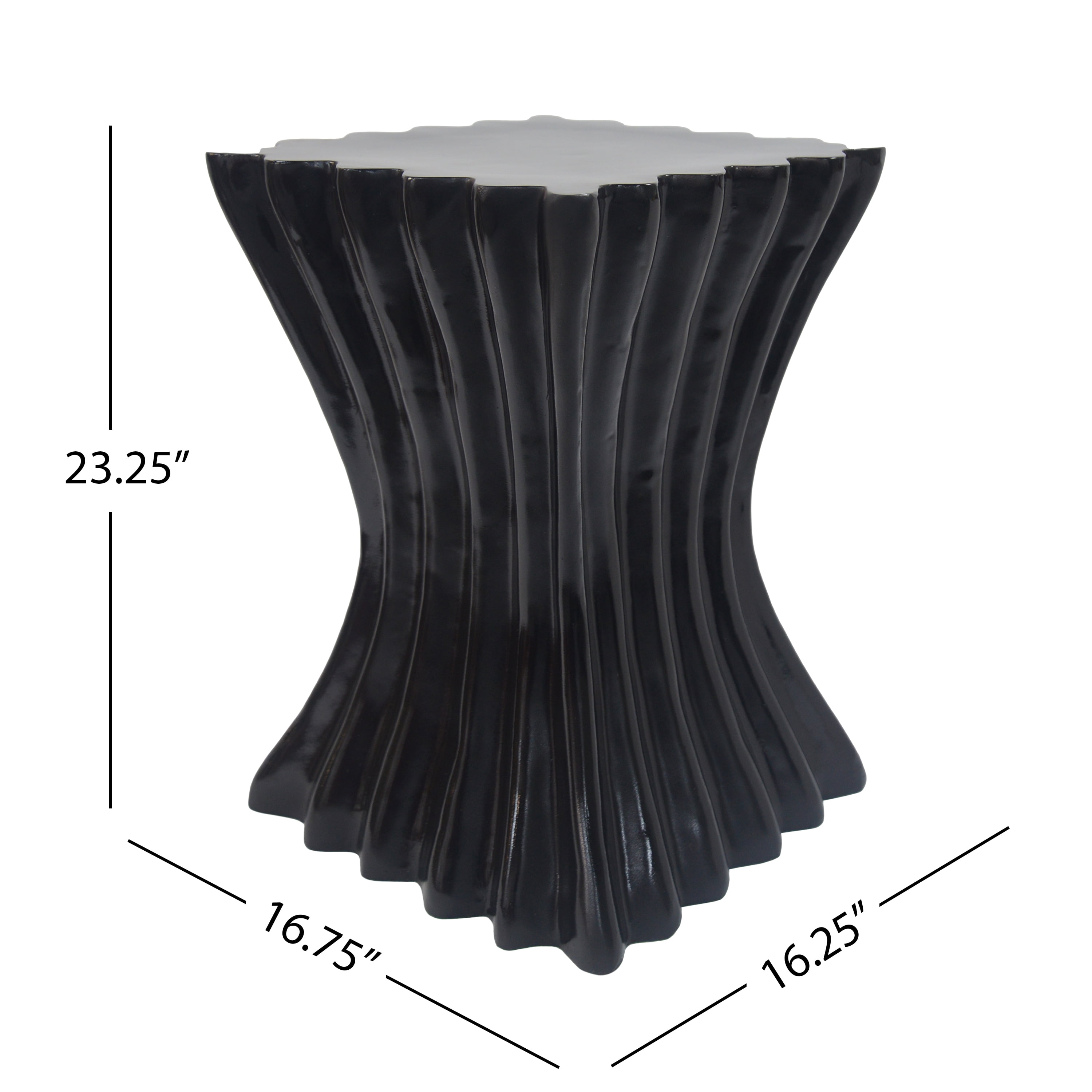 Wave Design Side Table, Outdoor Lightweight Concrete End Table for Patio Balcony Garden, Black