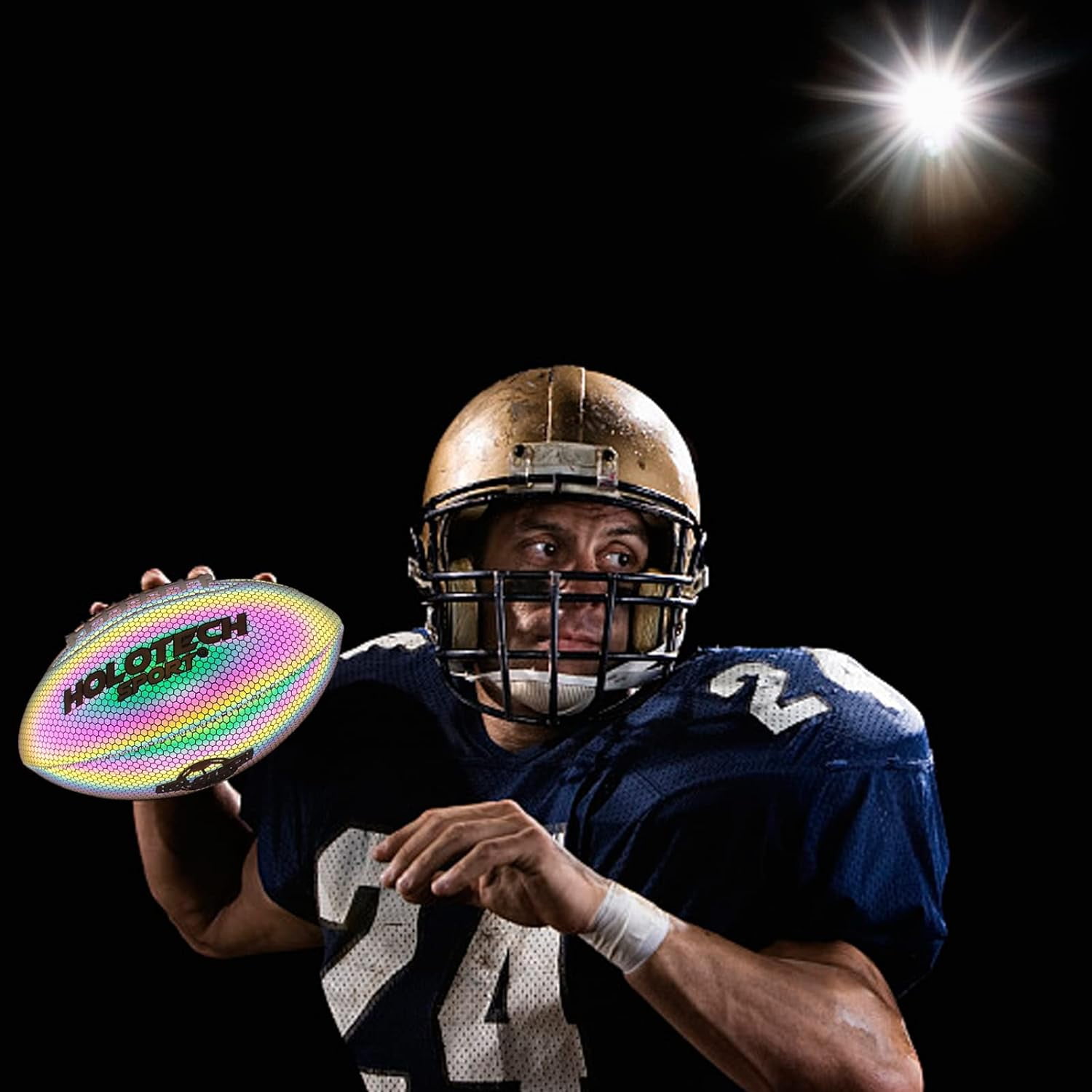 Football, Holographic Reflective Glowing Footballs with Pump for Kids, Teens and Adults - Synthetic Leather Outdoor All-Weather Footballs