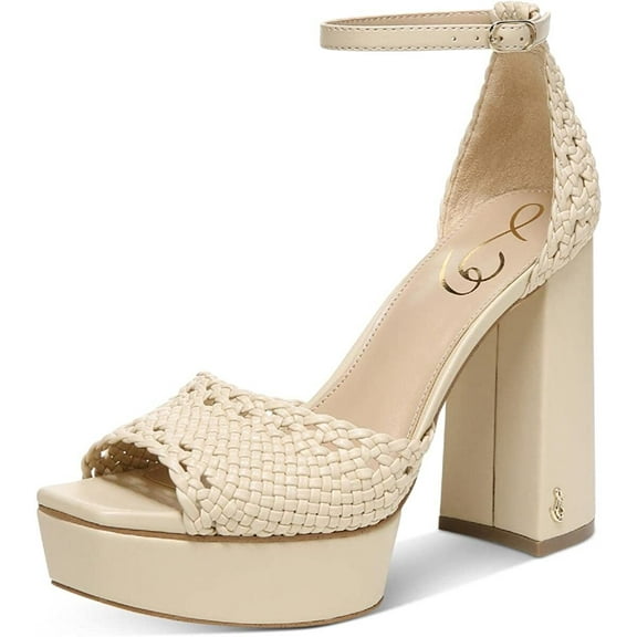 Sam Edelman Nattie Summer Sand Block Heel Peep Toe Ankle Strap Heeled Sandals (Summer Sand, 11)