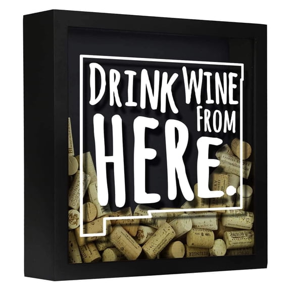 Torched New Mexico Wine Cork Shadow Box Wall Mount Decor 13"x13"x3" Black