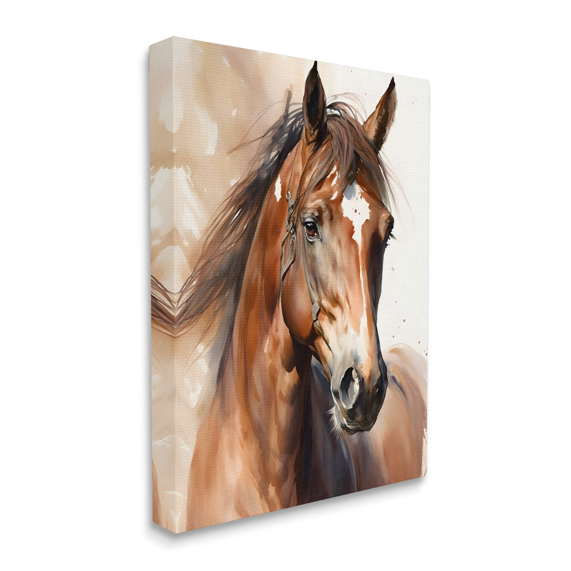 Stupell Industries Brown Horse Painting Animals & Insects Painting Gallery Wrapped Canvas Art Print Wall Art, 30 x 40