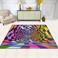 thumbnail image 2 of Yayeee Area Rugs for Living Room 5.2'x4' Non Slip Washable Bedroom Floor Carpet, Green Wavy Plaid, 2 of 5