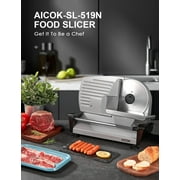 Meat Slicer, 200W Electric Food Slicer for Home Use, Meat Slicer with Two 7.5 Sharp Stainless Steel Blade(Serrated + Smooth) & 0-15mm Precise Thickness Cut Deli Food, Silver
