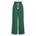 thumbnail image 6 of Drses‌‌ Women's High Waist Smocked Drawstring Tie Knot Linen Palazzo Pants, Lightweight Flowy Loose Wide Leg Casual Lounge Trousers with Pockets, 6 of 6