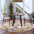 thumbnail image 3 of Round Rugs 7Ft, Purple Yellow Spring Floral Round Area Rug Washable Indoor Throw Carpet, Summer Botanical Birds Rustic Large Non Slip Circle Rug for Dining Room Playroom Home Decor Aesthetic, 3 of 8