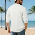 thumbnail image 6 of Men's Henley Shirts Long Sleeve Waffle Casual Pullover T-Shirts Basic Textured 1/4 Button Lightweight Shirts Top (XL, White), 6 of 8