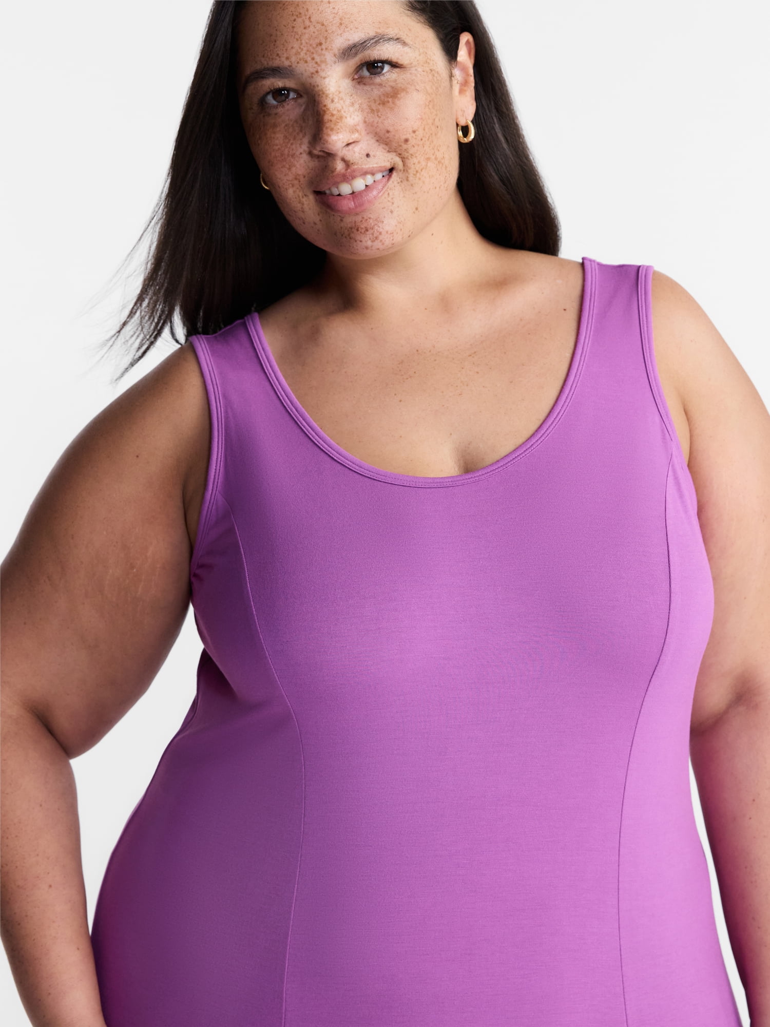 Terra & Sky Women’s Plus Low Scoop Neck Tank Dress, Sizes 0X-5X