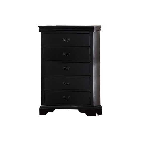 Benjara Decorously Functional Pine Wood, Plywood & Birch Veneer Chest, Cherry-Color:Black