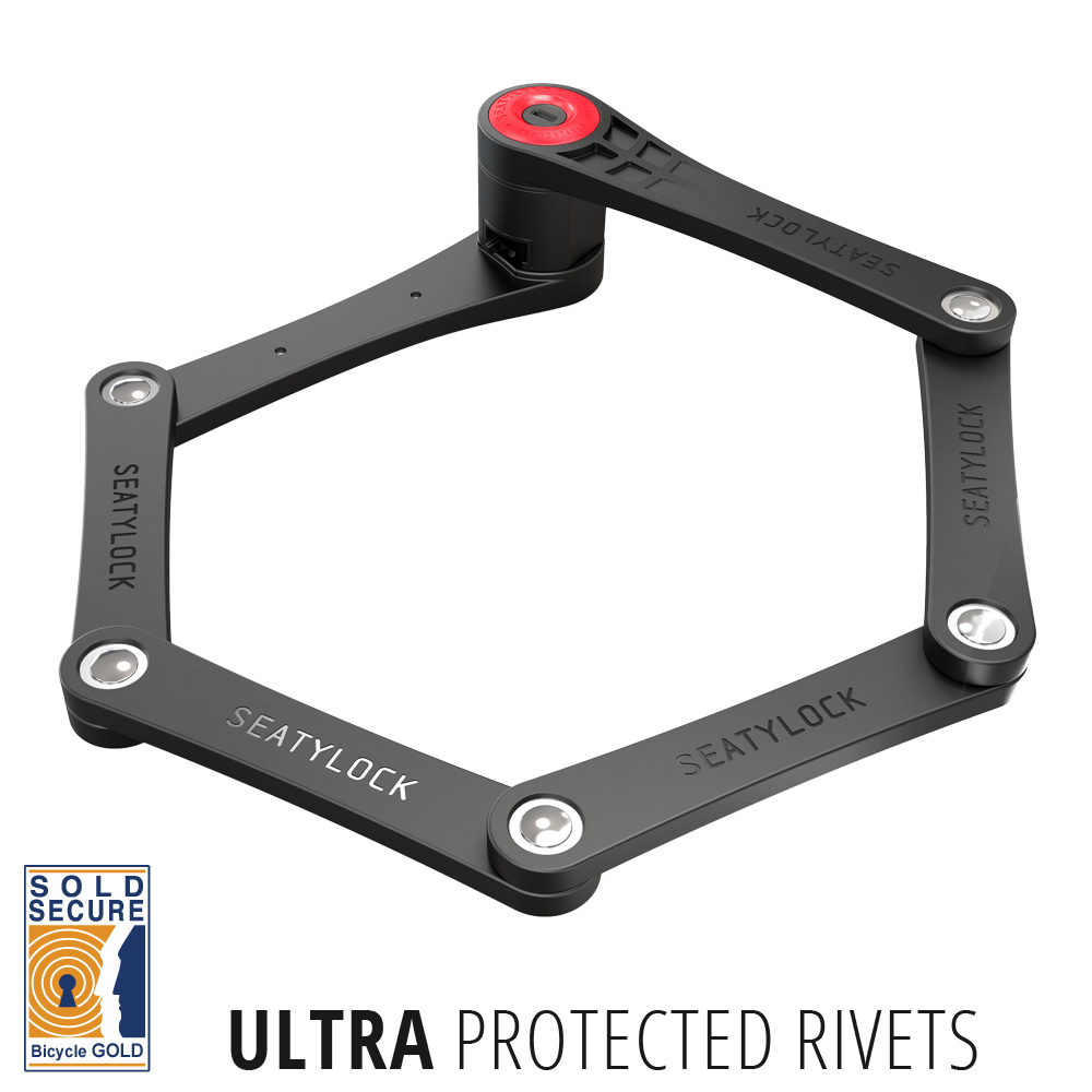 Seatylock FoldyLock 90cm Black with Red - Premium High Security Folding Bike Lock - Sold Secure Gold Rated Heavy Duty Anti Theft Guard with Keys